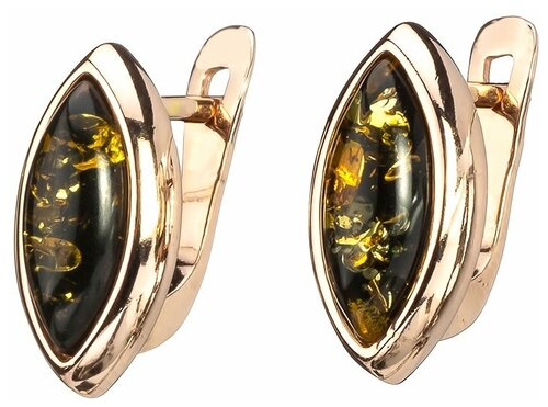 Серьги Amberprofi, серебро, 925 проба, золочение, янтарь