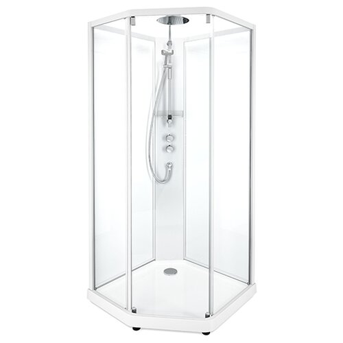 Душевая кабина, IDO Showerama 10-5 Pentagonal 100x100, прозрачное стекло, низкий поддон, 100х100 см, белый