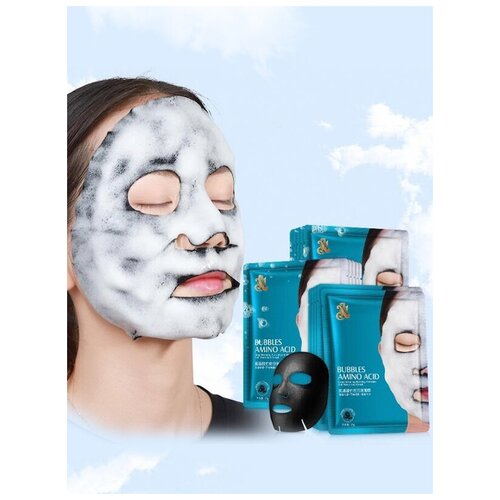 Купить NJ Кислородная пузырьковая маска на тканевой основе Bubbles Amino Acid Mask, 2 шт., NJ Cosmetics