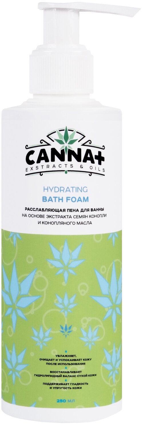 CANNA+ Расслабляющая пена для ванны восстановление и заживление Hydrating Bath Foam 250 мл