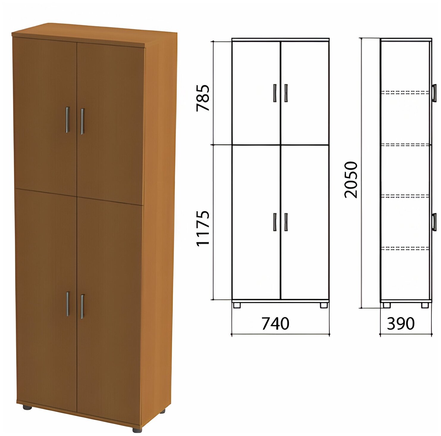 Шкаф закрытый "Монолит", 740х390х2050 мм, цвет орех гварнери (комплект) Комплект : 1 шт