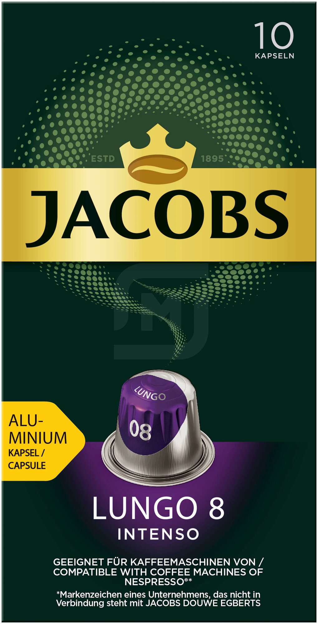 Кофе в алюминиевых капсулах JACOBS Lungo 8 Intenso для кофемашин Nesspresso, комплект 8 шт., 10 порций, ш/к 71244, 4057024 - фотография № 2