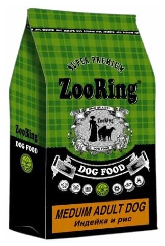 Сухой корм для собак ZOORING MEDIUM ADULT DOG индейка И РИС 2 кг сухой корм для молодых и взрослых собак всех пород подходит для собак со светлым окрасом шерсти