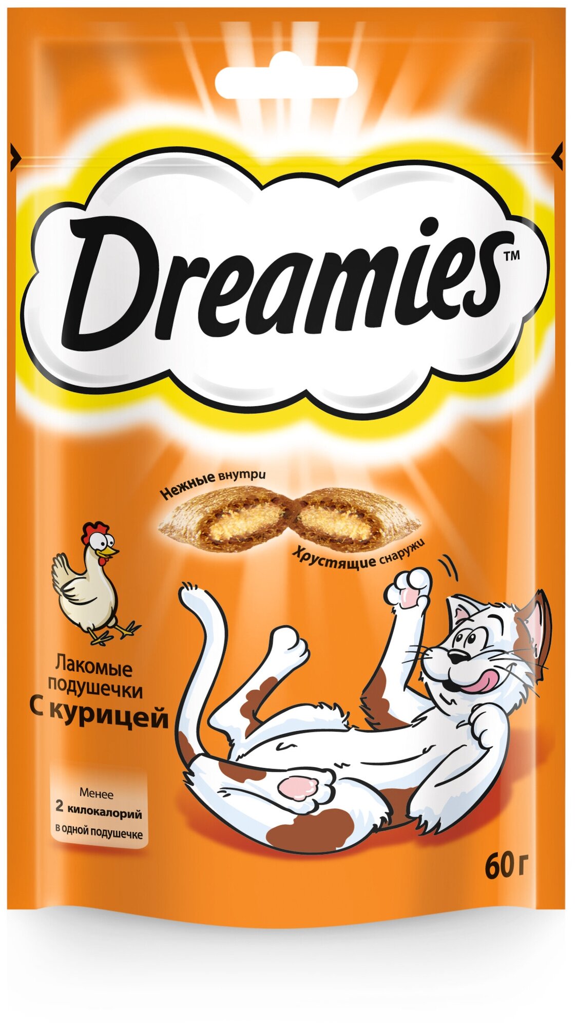 Корм для животных Dreamies, 60 г, для кошек, лакомство, курица, 52351 - фотография № 1