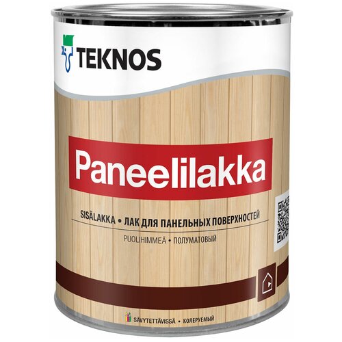 Лак TEKNOS Paneelilakka водорастворимый прозрачный, полуматовая, 0.9 л