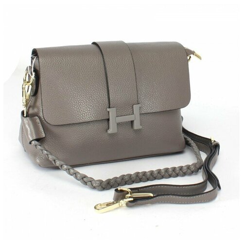 фото Сумка женская натуральная кожа opi-8017, 1отд+карм/пер, плечевой ремень, серый 238836 аделия