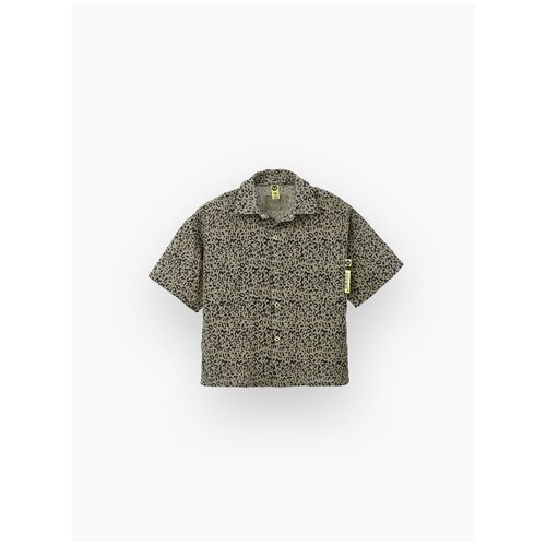 фото 88116, рубашка детская happy baby, хлопковая для мальчика и для девочки, на лето, на пляж, полосатая, в полоску, коричневая полоска, размер 98-104