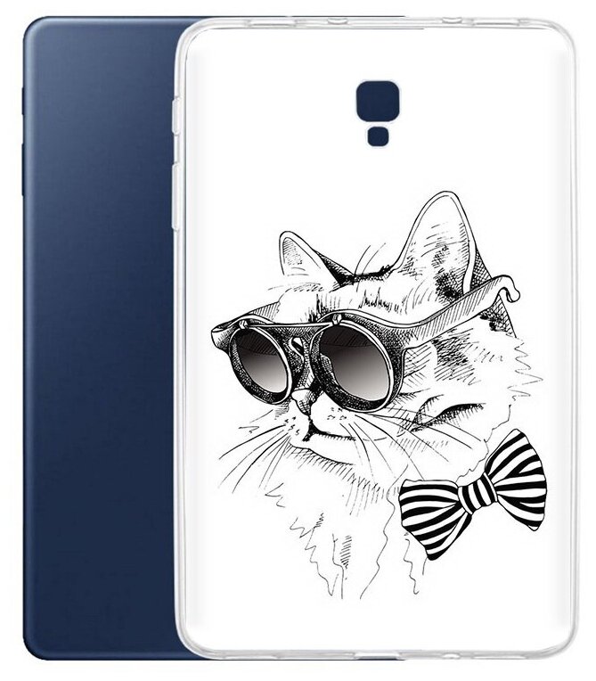 Чехол задняя-панель-накладка-бампер MyPads крутая кошка в очках для Samsung Galaxy Tab A 10.5 SM-T590 (2018)/Samsung Galaxy Tab A 10.5 SM-T595 (2018) противоударный