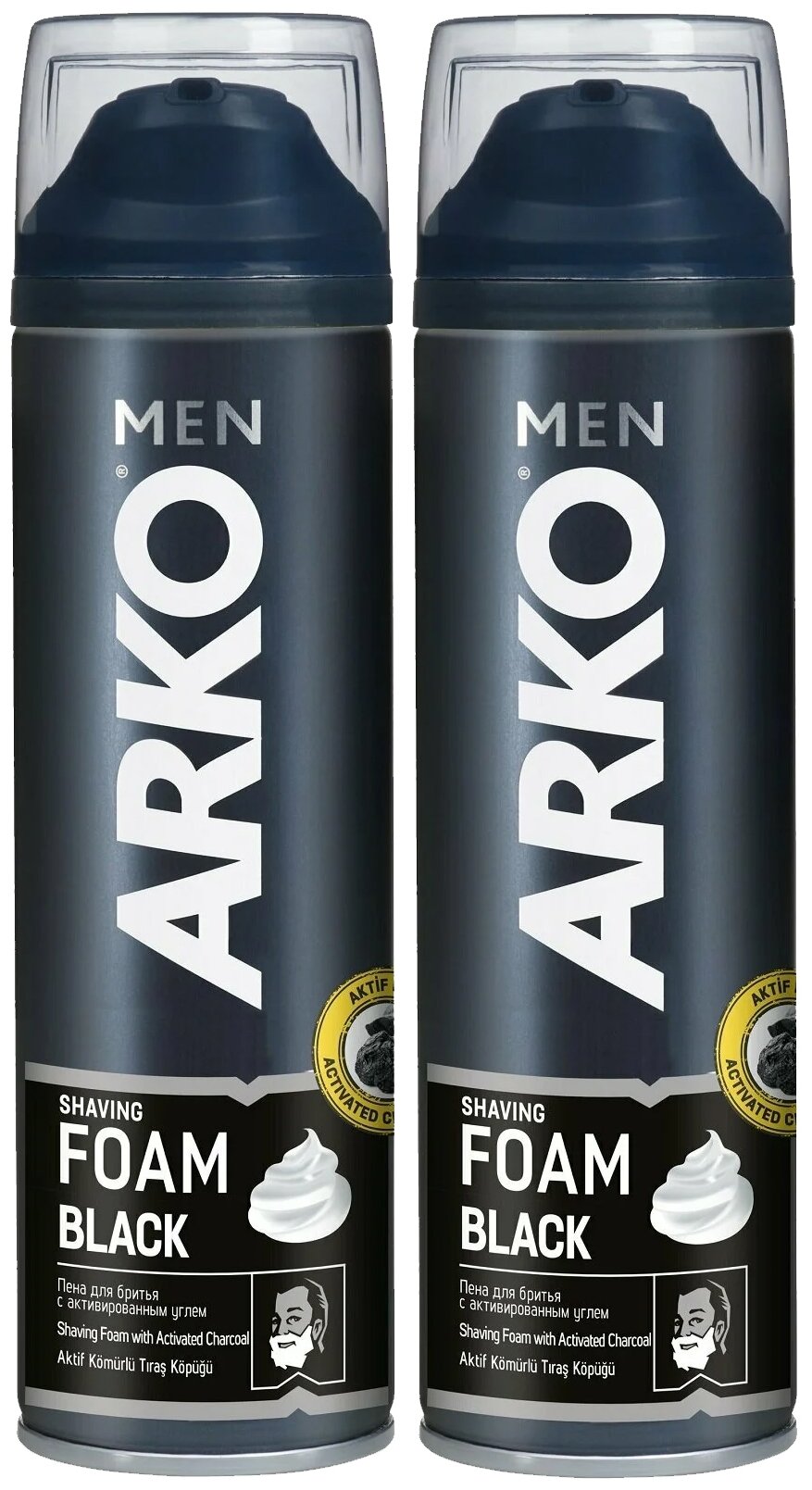 фото Пена для бритья Black с активированным углем Arko