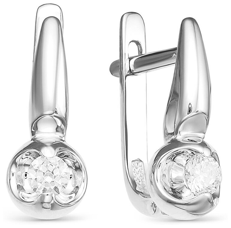 Серьги с белым золотом фото цена Серьги Vesna jewelry, белое золото, 585 проба, бриллиант - купить в интернет-маг