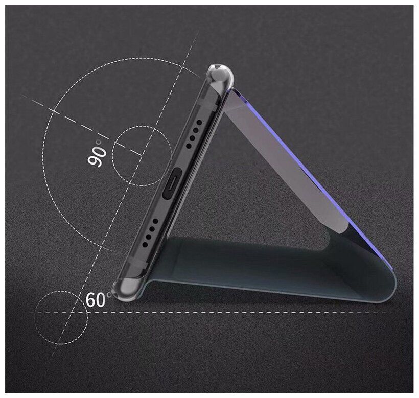 Чехол-книжка MyPads для Xiaomi Redmi Note 8T с дизайном Clear View Cover с полупрозрачной пластиковой крышкой с зеркальной поверхностью черный