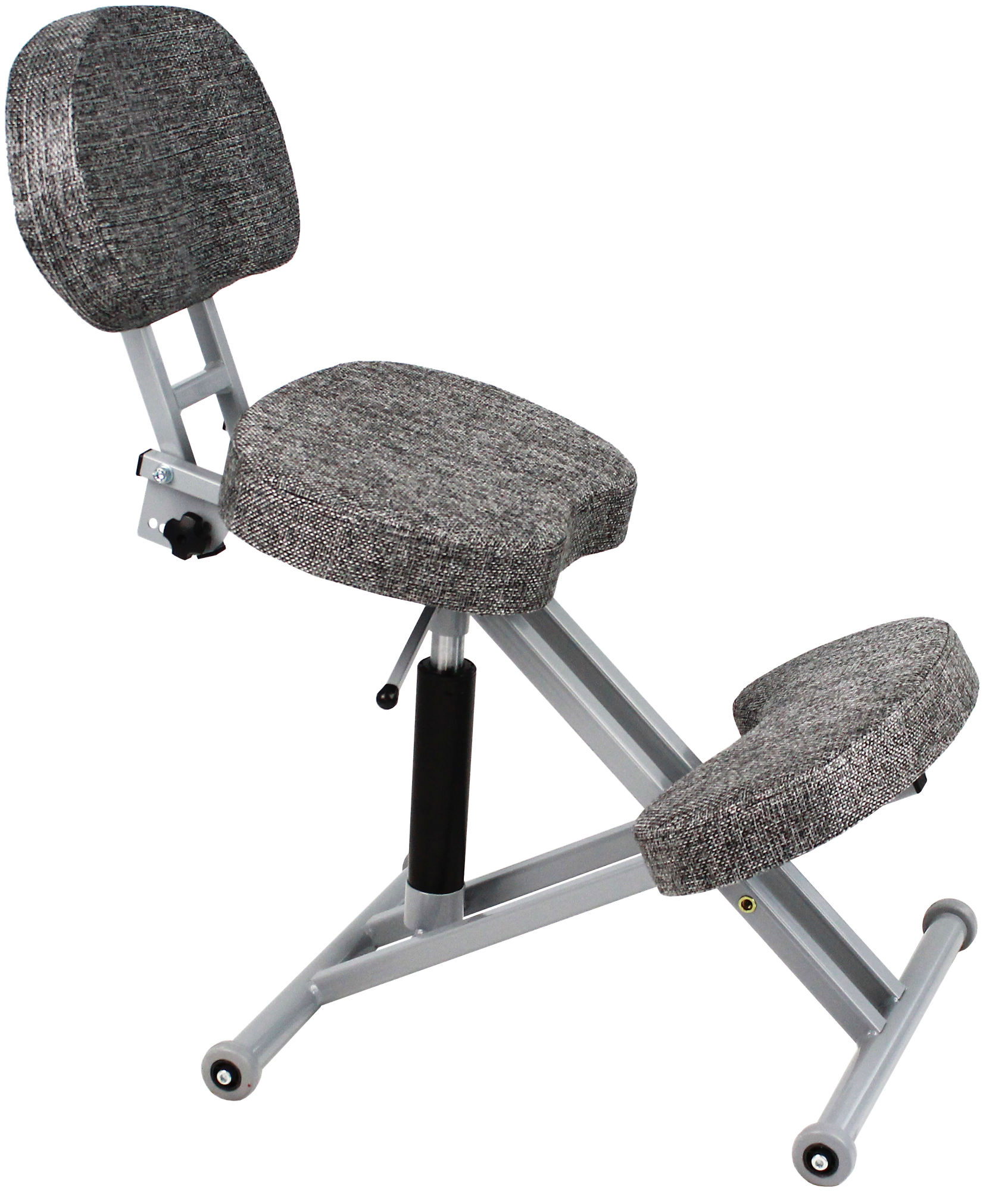 Ортопедический коленный стул ProFit + газлифт + спинка. Цвет: Серый, рогожка. - фотография № 1