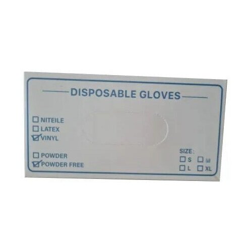 Перчатки виниловые GLOVES, размер L, 50 пар, 100 штук, прозрачные