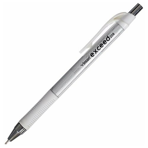 VINSON Ручка шариковая автоматическая 0,7 мм, синий масляный стержень, Vinson корпус микс с резиновым держателем, штрихкод