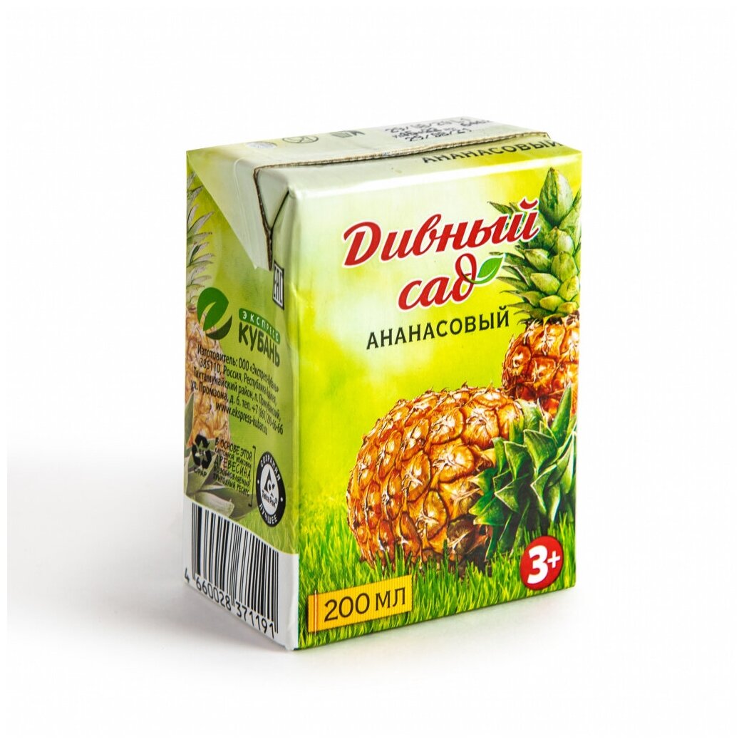Ананасовый сокосодержащий напиток "Дивный сад" 0,2 л, 27 шт (упаковка)