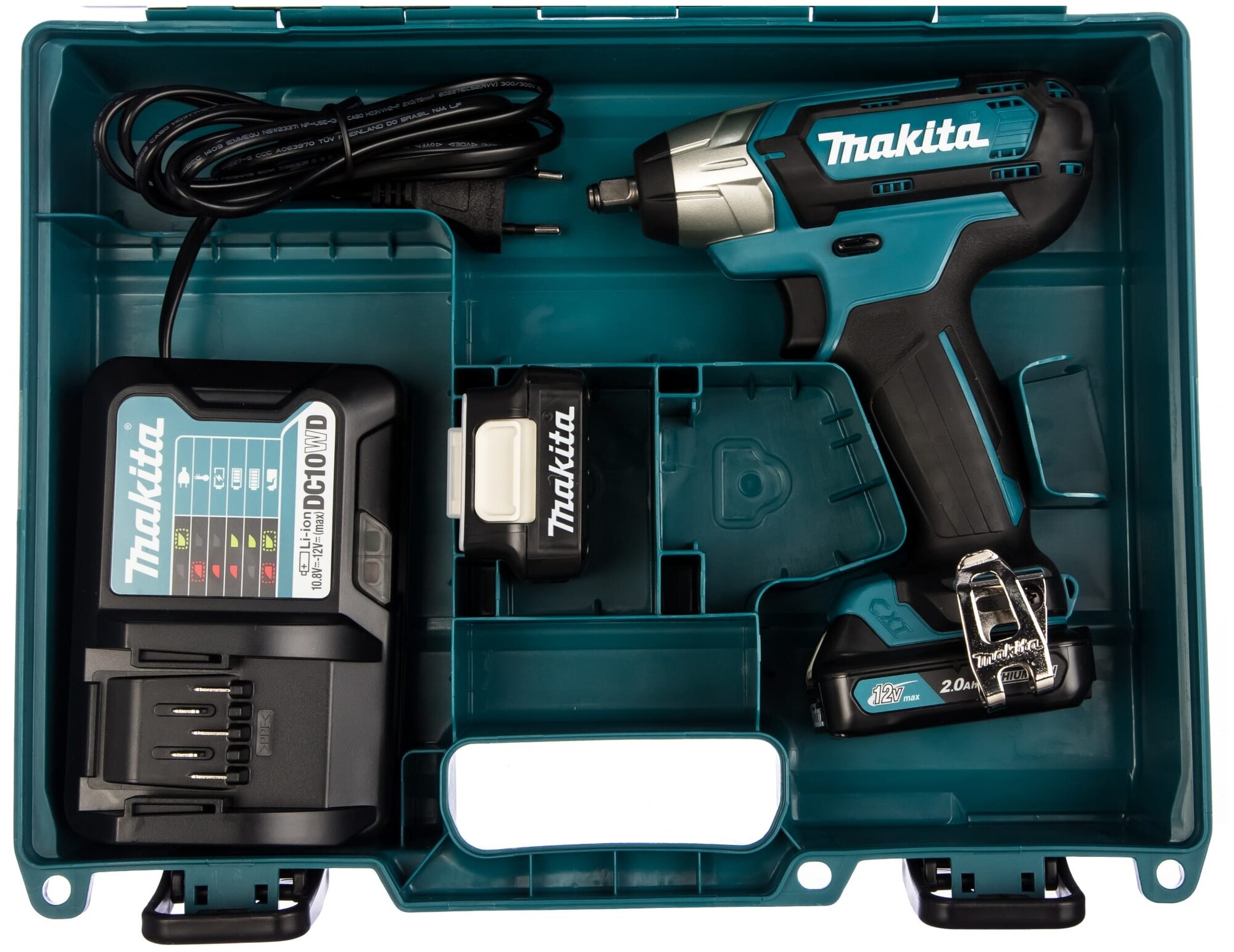 Гайковёрт аккумуляторный ударный MAKITA TW140DWAE (10,8 В, 135нм, 3/8", 1,1кг, 2 акк, 2Ач, кейс) - фотография № 4