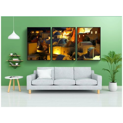 фото Набор модулных постеров для интерьера "санторин, греческий остров, киклады" 60x90 см. в тубусе, без рамки lotsprints