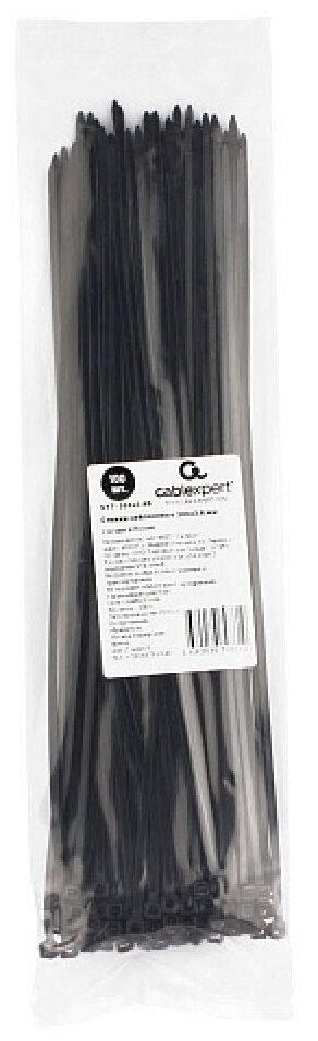 Cablexpert Стяжки пластиковые 300 мм х 3.6 мм чёрные NYT-300x3.6B