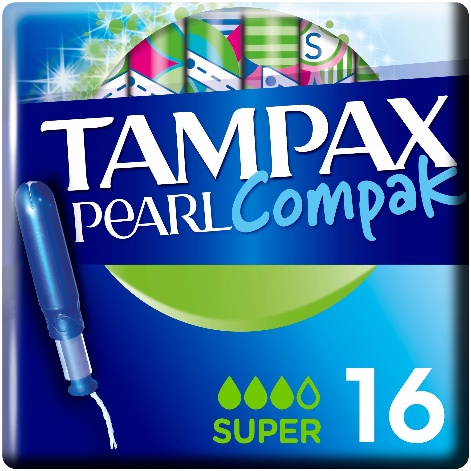 TAMPAX тампоны Compak Pearl Super Duo, 3 капли, 16 шт.