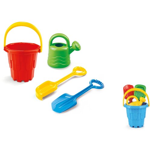 Ведро-Замок, лейка, лопатка и ситограбли, Набор для песочницы, ТМ Marioinex, 902332