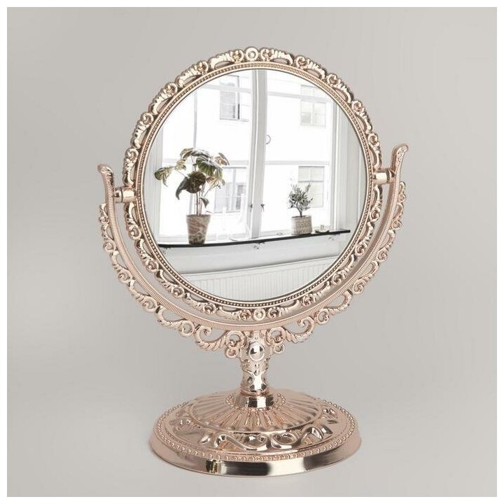 Зеркало настольное "Ажур", с увеличением, d зеркальной поверхности - 10 см, цвет бронзовый