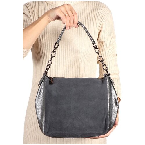 фото Сумка/сумка женская/сумка женская 40% замша, 60% кожа/meyninger/а-св-6689-1/серыйз/модель кросс-боди/плечевой ремешок