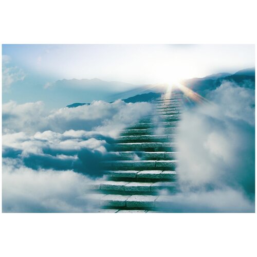 Фотообои Уютная стена Лестница в небеса 410х270 см Бесшовные Премиум (единым полотном)