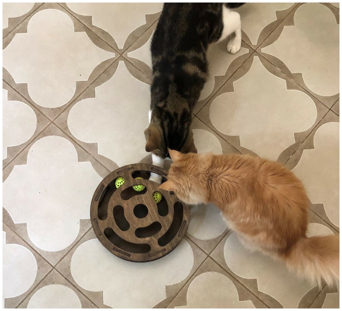 Игрушка для кошек и котят с шариками лабиринт развивающая круглая - фотография № 6