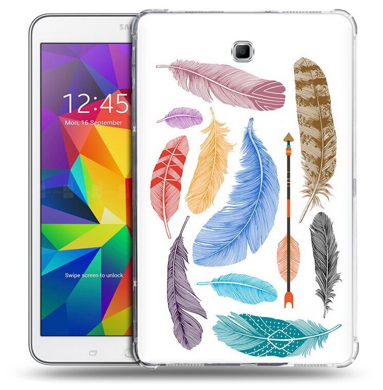 Чехол задняя-панель-накладка-бампер MyPads разноцветные перья для Samsung Galaxy Tab A 8.0 SM-T355/T351/T355/350 противоударный