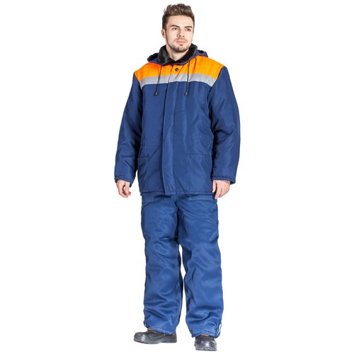 Куртка утепленная "Бригадир" синяя с оранжевым. Размер:120-124. Рост:170-176