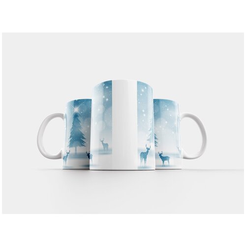 фото Кружка "олень в снегу, рождественские фон, с рождеством" 320 мл lotsprints