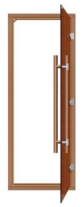 Дверь для бани Sawo 741-4SGD-1 (7х19, бронза, с порогом, с вертикальной ручкой 558, кедр)