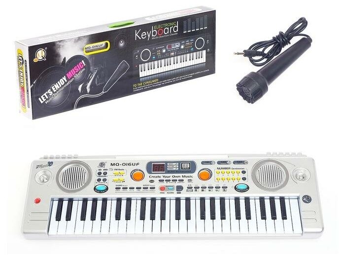 Синтезатор «Музыкальный взрыв» c радио и USB, 49 клавиш, работает от сети и от батареек, блок питания
