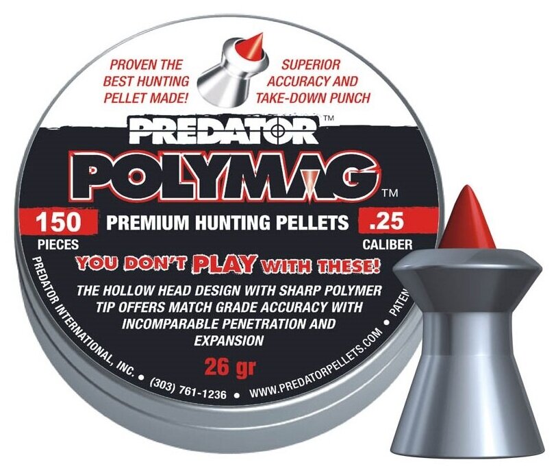 Пули JSB Predator Polymag 6,35 мм, 1,68 грамм, 150 штук