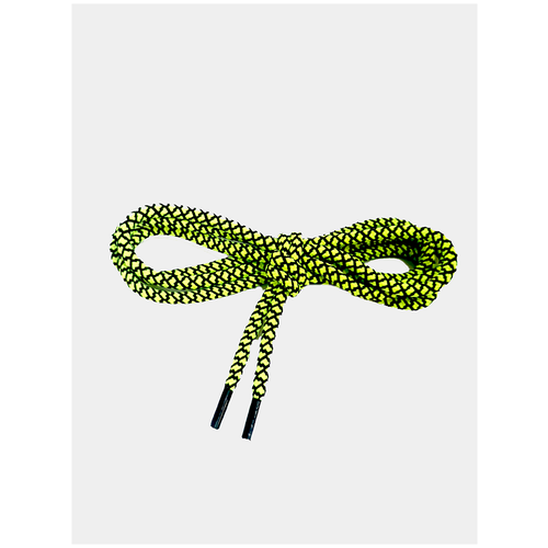 Шнурки , цвет: зеленый неоновый с черным, круглые, длина 120 см