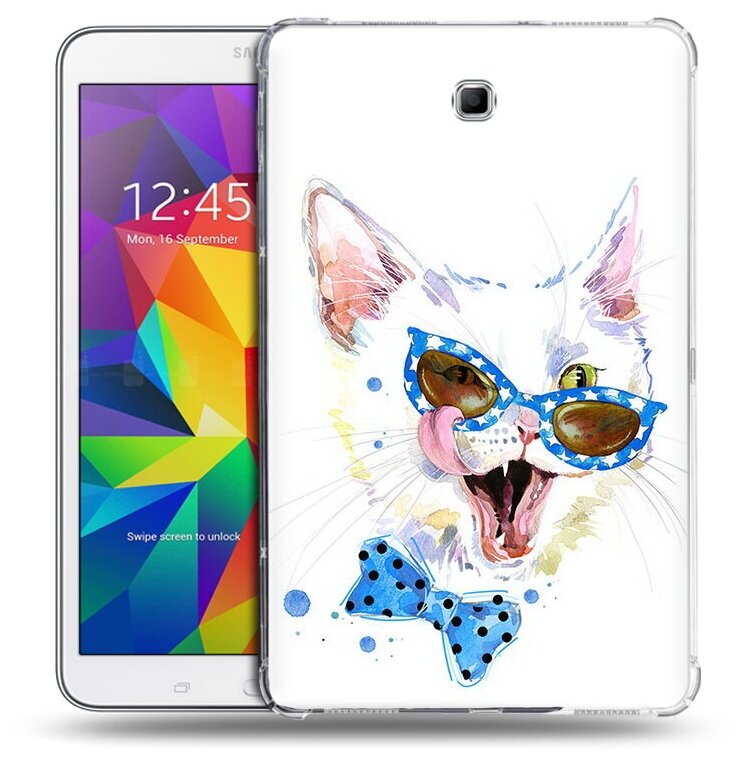 Чехол задняя-панель-накладка-бампер MyPads белый кот для Samsung Galaxy Tab A 8.0 SM-T355/T351/T355/350 противоударный