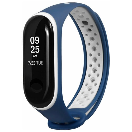 YOHO Ремешок спортивный для Xiaomi Mi Band 3/4. Голубой с белым YRS2XMIB3GW