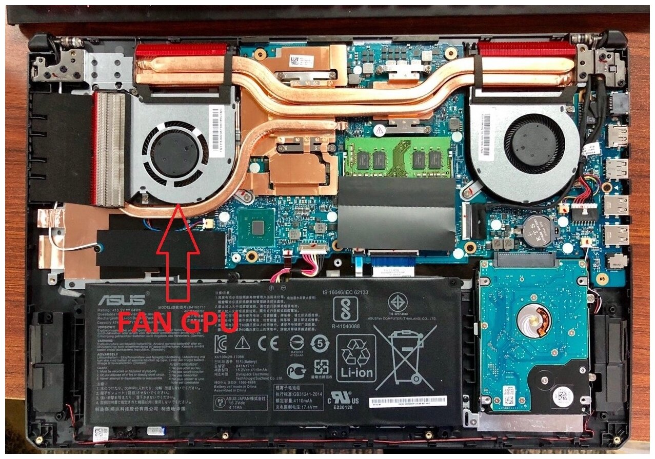 Вентилятор (кулер) для ноутбука Asus TUF Gaming FX505DU FX505DV FX505DY FX505GE FX505GM FX705DU FX705GM ( DFS5K12114262H ) GPU