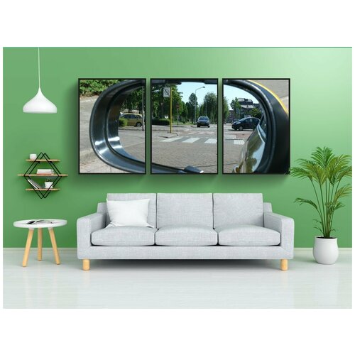 фото Модульный постер "зеркальное изображение, оглядываться, зеркало" 180x90 см. из 3х частей в тубусе, без рамки lotsprints