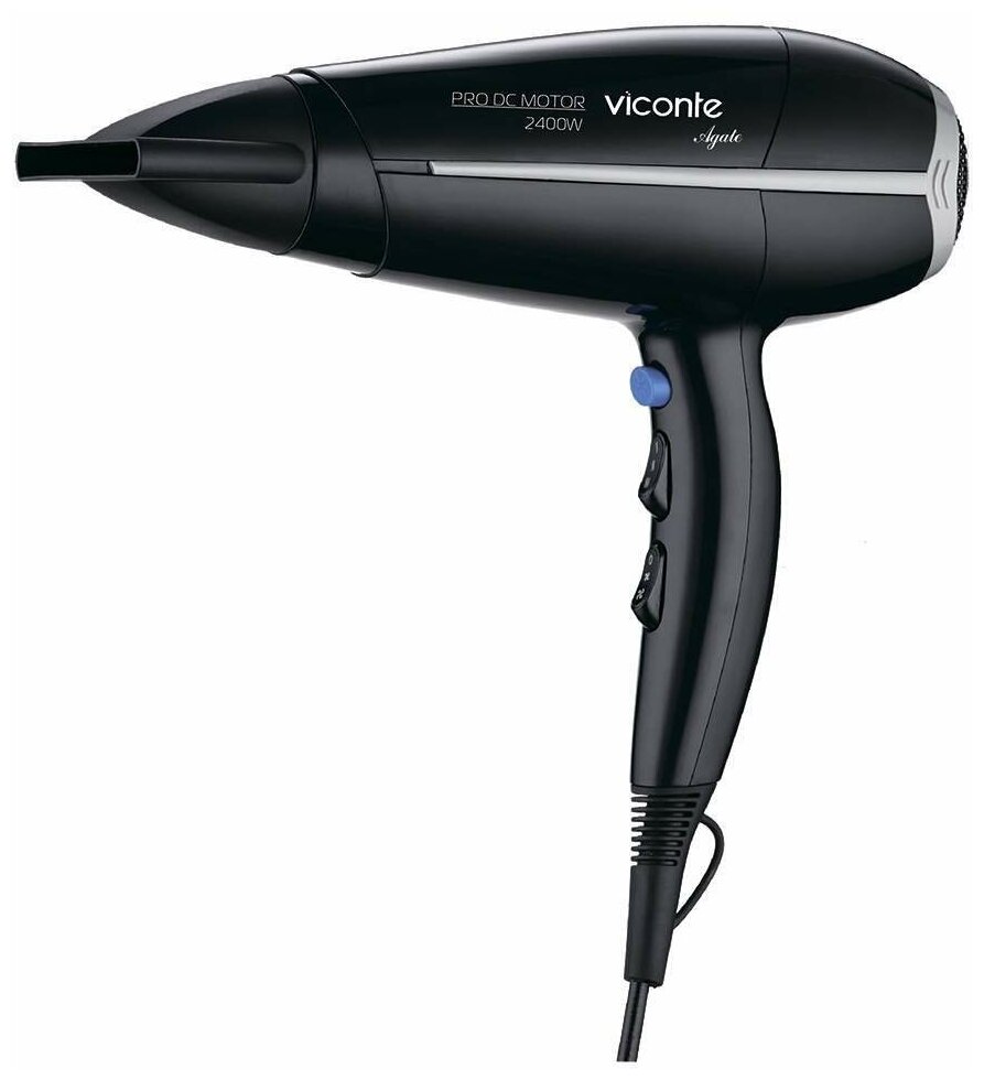 Фен для волос Viconte 2400 Вт для сушки и укладки с насадками диффузор и концентратор