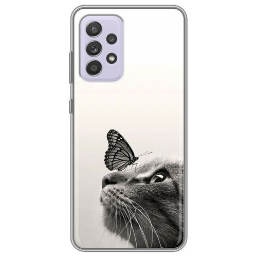 Дизайнерский силиконовый чехол для Самсунг А52 / Samsung Galaxy A52 Кот и бабочка