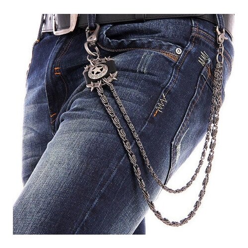 цепь на джинсы цепь с шипами цепь стальная цепь на брюки wallet chain rock chain байкер Комплект аксессуаров , размер 55, черный