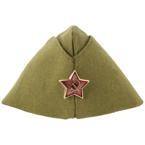Пилотка Военная однослойная, металлическая красная звезда, размер универсальный, 51-56, ПЛ-02 военная советская пилотка размер 56