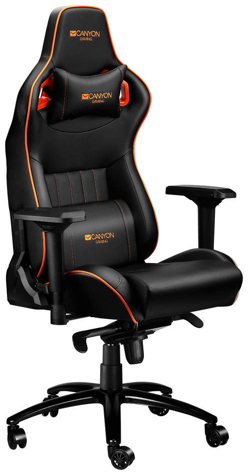 Компьютерное кресло Canyon Corax CND-SGCH5 игровое, обивка: искусственная кожа, цвет: черно-оранжевый
