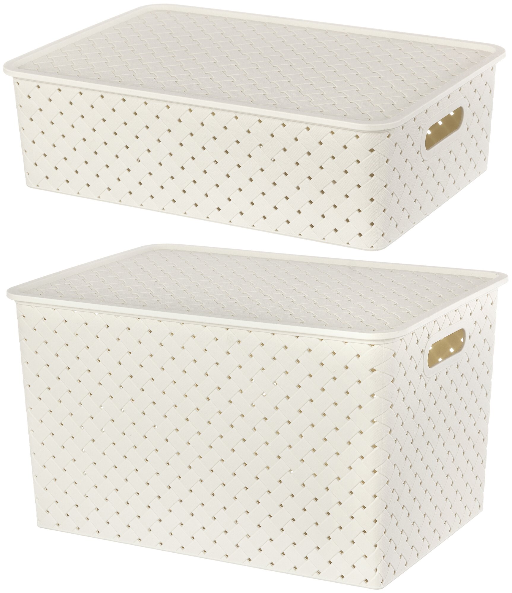 фото Корзина для хранения EL CASA Береста с крышкой