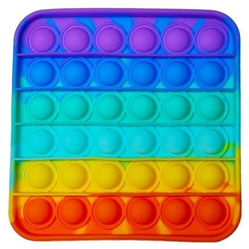 Сенсорная игрушка антистресс Pop It Fidget - Вечная пупырка, успокоительная нажимная игрушка шарики Прямоугольник, радужный цвет