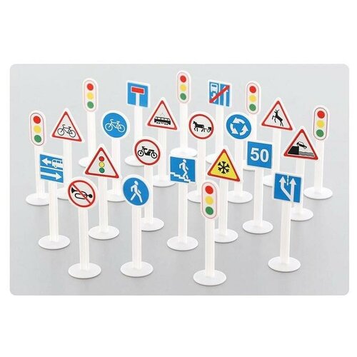 фото Набор дорожных знаков 3 (24 элемента) (в пакете) полесье 3333879 .