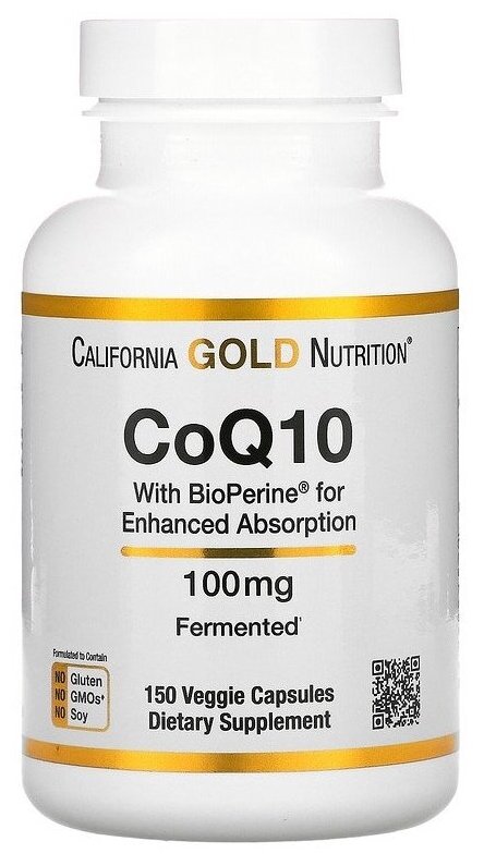California Gold Nutrition CoQ10 with BioPerine капс, 100 мг, 150 г, 150 шт. — фото 1