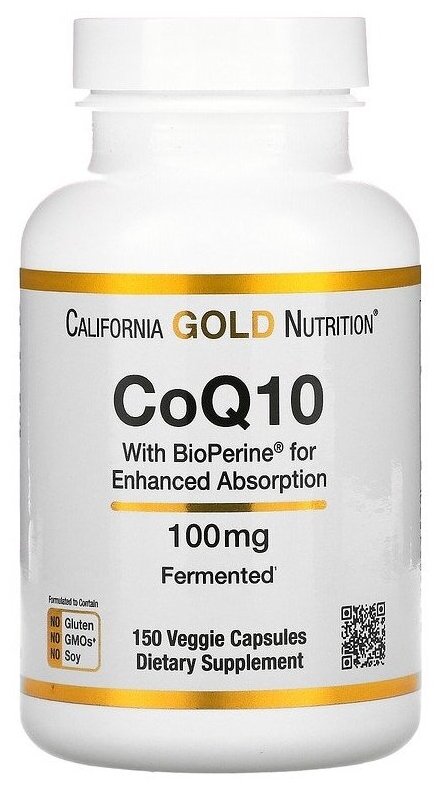 California Gold Nutrition CoQ10 with BioPerine капс., 100 мг, 150 г, 150 шт.