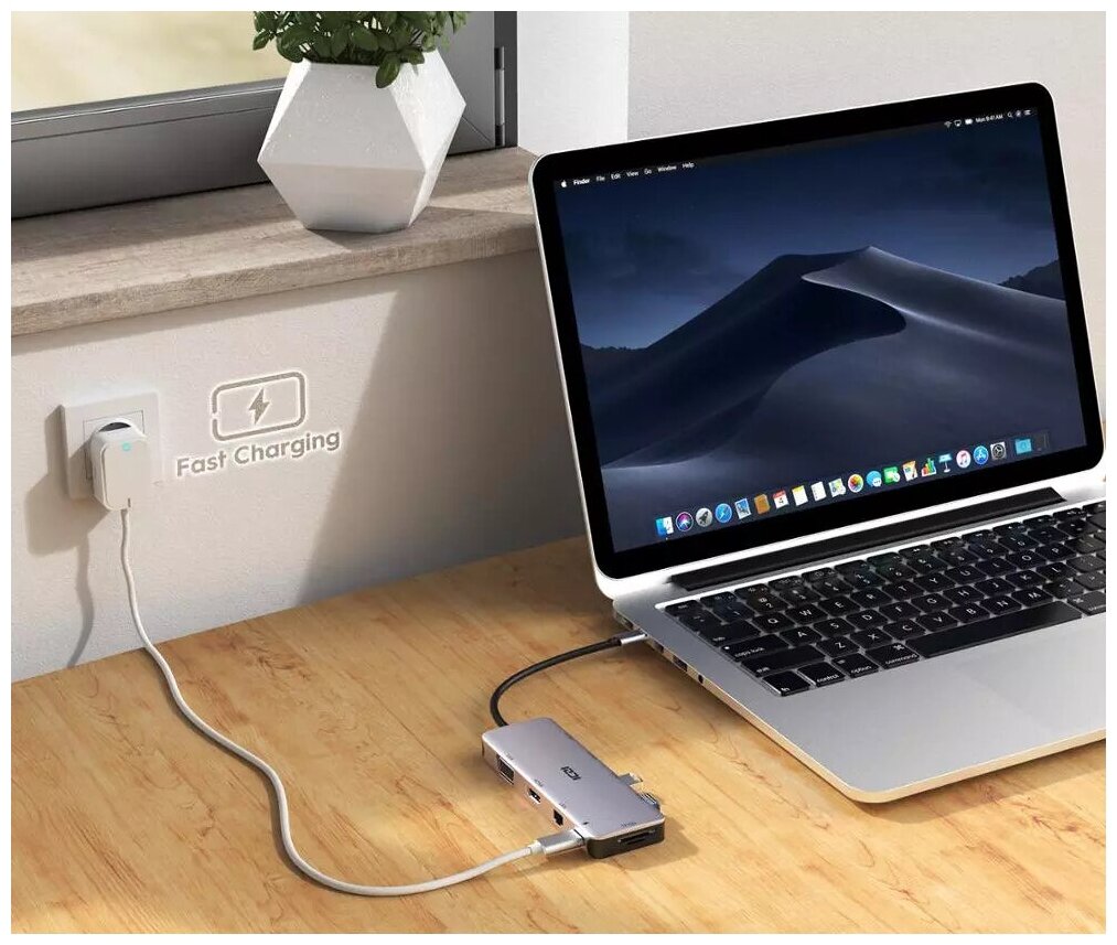 Хаб USB-концентратор ICZI 11 в 1 PDVGAHDTV EthernetTFSD2xUSB302хUSB20Audio Microphone Multifunctional Type-C